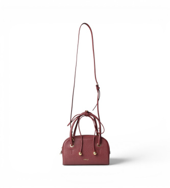 Furla Bolso de Piel Poppy Mini Dome burdeos