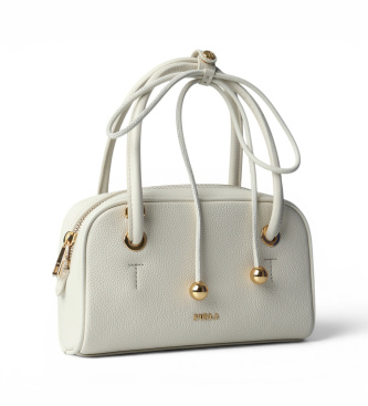 Furla Bolso de Piel Poppy Mini Dome blanco roto