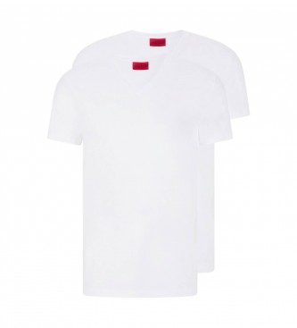 HUGO Zestaw 2 T-shirtów, biały, dekolt V, dekolt V, biały