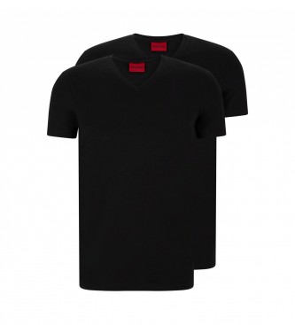 HUGO Zestaw 2 koszulek z kołnierzykiem Peak Collar w kolorze czarnym
