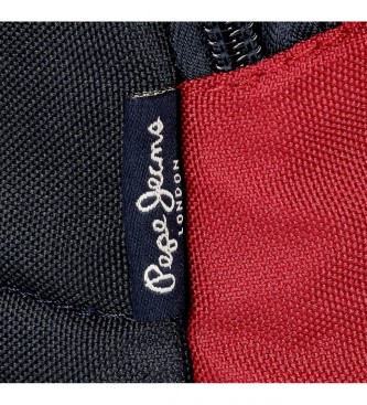 Pepe Jeans Dwukomorowy plecak szkolny Pepe Jeans Clark 40 cm z wózkiem w kolorze czerwonym