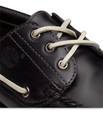 Timberland Scarpe da barca in pelle nera con tre occhielli