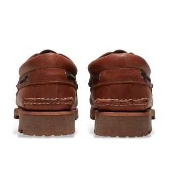 Timberland Scarpe da barca in pelle marrone con tre occhielli