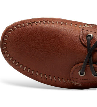 Timberland Scarpe da barca in pelle marrone con tre occhielli