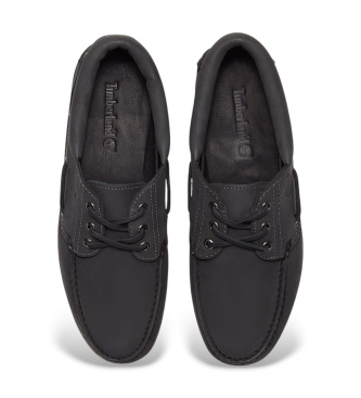 Timberland Scarpe da barca in pelle nera con tre occhielli