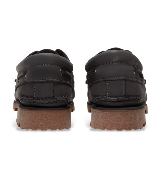 Timberland Scarpe da barca in pelle nera con tre occhielli
