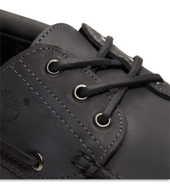 Timberland Scarpe da barca in pelle nera con tre occhielli