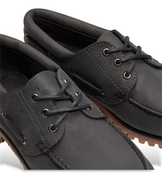 Timberland Scarpe da barca in pelle nera con tre occhielli