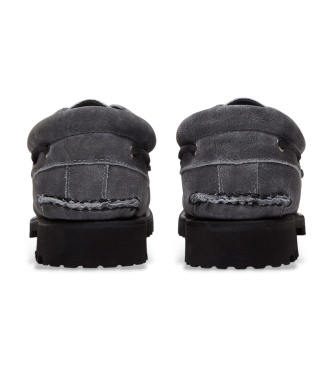 Timberland Scarpe da barca blu in pelle con tre occhielli