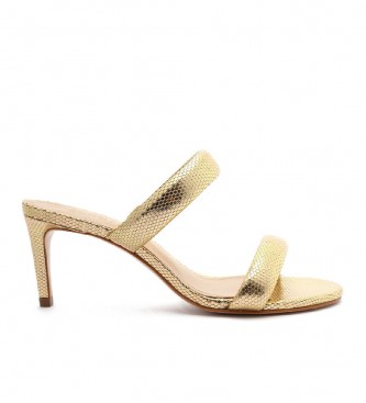 Schutz Lea Metal gold leather sandals -height heel: 7.5cm