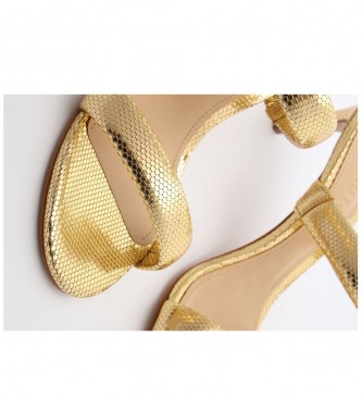 Schutz Sandlias de couro Lea Metal Gold - salto de altura: 7.5cm