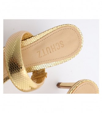 Schutz Lea Metal gold leather sandals -height heel: 7.5cm