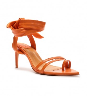 Schutz Leather sandals Deluxe Napa Bright orange -height heel: 8.5cm