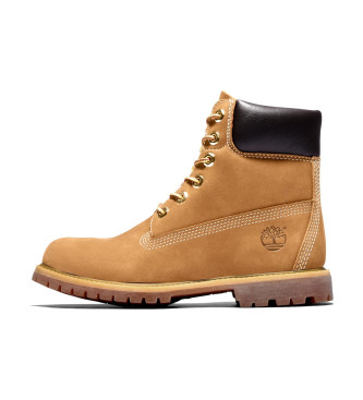 Timberland 6-palčni rjavi vodoodporni usnjeni škornji Premium z zapenjanjem na vezalke
