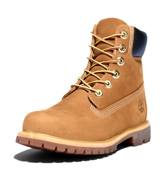 Timberland 6-palčni rjavi vodoodporni usnjeni škornji Premium z zapenjanjem na vezalke