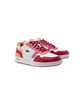 Lacoste Junior Lacoste T-Clip rosa, scarpe da ginnastica in pelle bianca