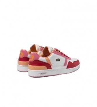 Lacoste Junior Lacoste T-Clip rosa, scarpe da ginnastica in pelle bianca