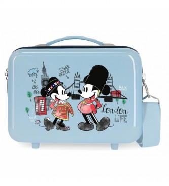 Joumma Bags ABS Toilettas Let's Travel Mickey & Minnie London Aanpasbaar lichtblauw -29x21x15cm