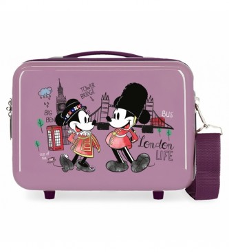 Joumma Bags ABS Toilettas Let's Travel Mickey & Minnie London Aanpasbaar paars -29x21x15cm