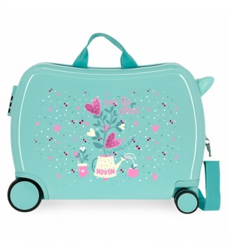 Movom Kinderkoffer 2 multidirectionele wielen Movom Bloempot turquoise -38x50x20cm