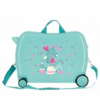 Movom Children's suitcase 2 multidirectional wheels Movom Flower Pot turquoise -38x50x20cm