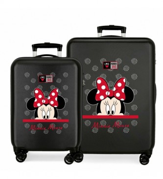 Joumma Bags Set di valigie rigide nere Minnie My Pretty Bow -38x55x20cm e 48x68x26cm-
