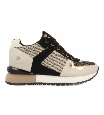 Gioseppo Lubbock Mix de Texturas Bicolour beige, black leather sneakers
