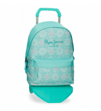 Pepe Jeans Tatiana backpack with trolley green -31x42x15cm