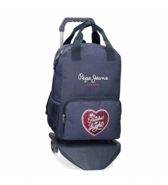 Pepe Jeans Pepe Jeans Bright Portatablet backpack with trolley -40x30x13cm- marine