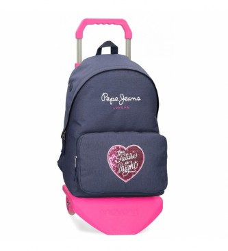 Pepe Jeans Pepe Jeans Bright School Backpack avec trolley bleu