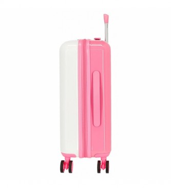 Pepe Jeans Estela Daniela Beżowa, różowa walizka kabinowa Estela Daniela -55x40x20cm