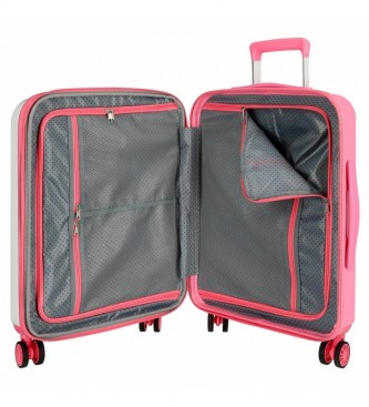 Pepe Jeans Estela Daniela Beżowa, różowa walizka kabinowa Estela Daniela -55x40x20cm