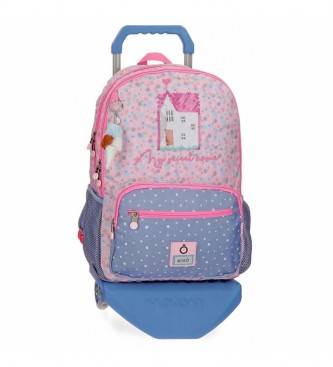 Enso My Sweet Home Double Compartment Backpack with Trolley -32x44x17cm- pink