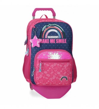 Movom Rucksack Double Compartment mit Trolley Glitter Rainbow pink, navy -32x45x17cm