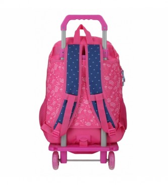Movom Glitter Rainbow School Backpack with trolley pink, navy -33x45x17cm