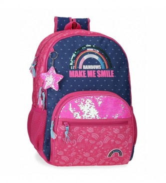 Movom Glitter Rainbow School Backpack Two Compartments Adaptable pink, navy -33x45x17cm