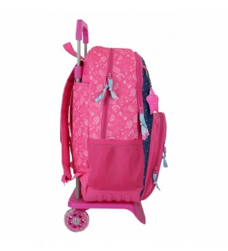 Movom Glitter Rainbow School Backpack Two Compartments with Trolley pink, navy -33x45x17cm