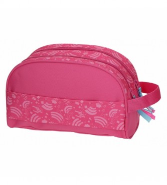 Movom Toilet Bag Glitter Rainbow Double Compartment Adaptable navy, pink -26x16x12cm
