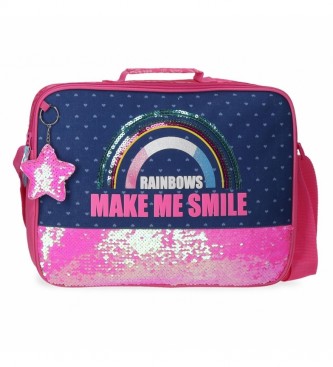 Movom Glitter Rainbow School Bag pink, navy -38x26x6cm