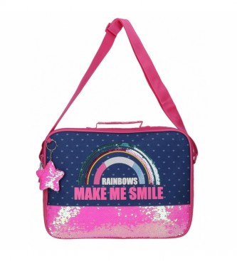 Movom Glitter Rainbow School Bag rosa, blu scuro -38x26x6cm-