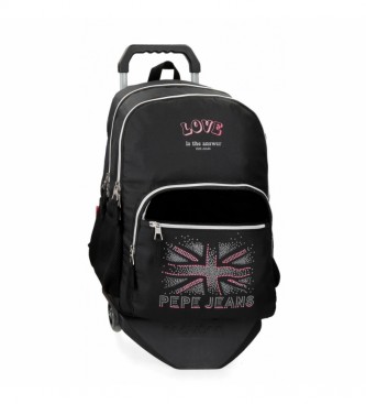 Pepe Jeans Backpack with wheels 62524T1 black -32x44x22cm