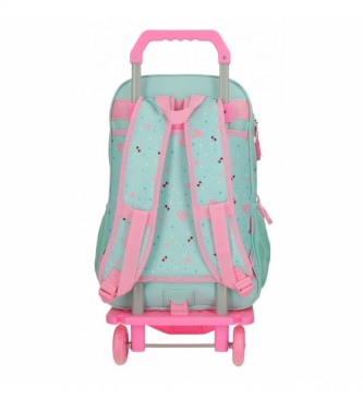 Movom Double compartment backpack with trolley Flower Pot turquoise -32x45x17cm