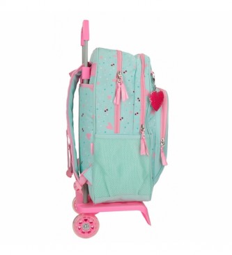Movom Double compartment backpack with trolley Flower Pot turquoise -32x45x17cm