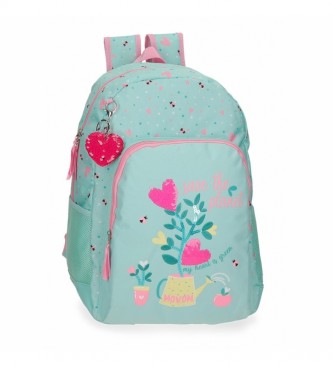 Movom Flower Pot turquoise school backpack -33x44x13,5cm