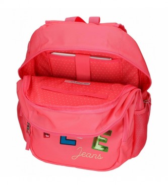 Pepe Jeans Kim Backpack Double Zipper with Trolley pink -32x44x22cm