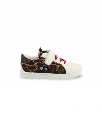 Shone Sneakers 231-037 bianche, stampa animalier
