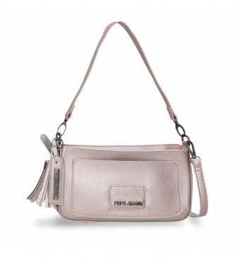 Pepe Jeans Cira double handle shoulder bag -26x14x6cm- metallic pink