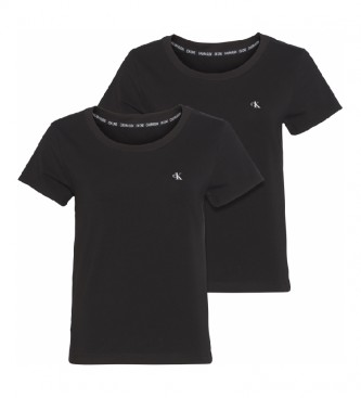 Calvin Klein Pacote de 2 camisetas de pescoço preto Crew Neck