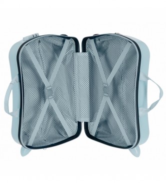 Joumma Bags Valise pour enfants 2 roues multidirectionnelles Happy Helpers bleu clair -38x50x20cm