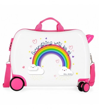 Roll Road Everything Ok Rainbow Suitcase with Multidirectional Wheels white-38x50x20cm